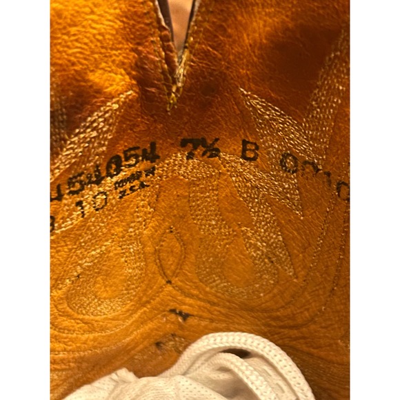 Lucchese 1883 Western Cowboy Boots Women 7.5 B Tan Leather Snip Toe N454054 Good - Picture 8 of 8